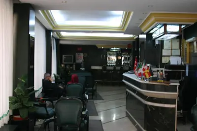 a person sitting at a bar in a restaurant at Hotel Padova in Istanbul