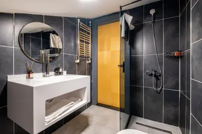 a bathroom with a sink and a shower at 216 Bosphorus Suite in Istanbul