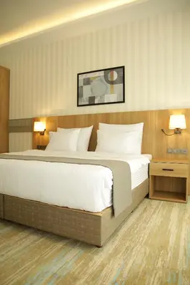 a bedroom with a large bed with white pillows at Tress Hotel in Istanbul