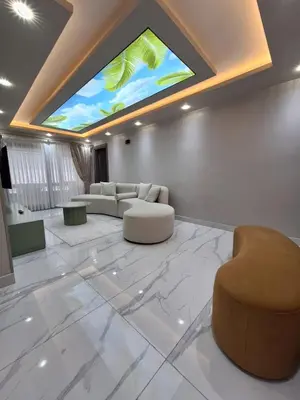 a large living room with a large skylight and a large white marble floor at Daly Resort 2 in Sapanca