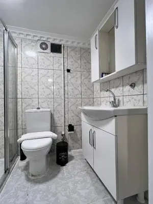 a bathroom with a toilet and a sink at Sultanahmet Apart Hotel in Istanbul