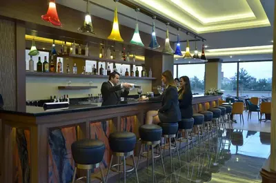 a group of people sitting at a bar at Adranos Hotel in Bursa