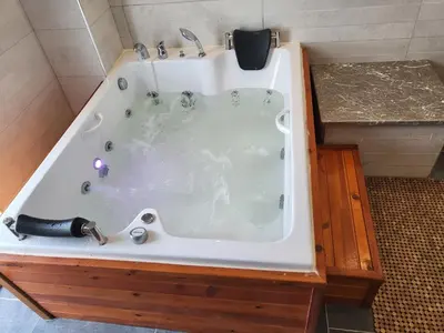 a bath tub in a bathroom with at Comfort 4 bedroom villa yalova see view in Yalova