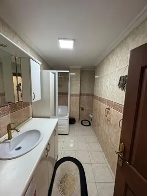 a bathroom with a sink and a shower at Luxurious apartment in Sisli area, three rooms and a living room in Istanbul