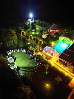 an overhead view of a party in a park at night at villa SM in Çatalca