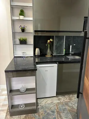 a kitchen with a sink and a counter top at Amora Suites in Istanbul