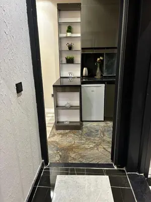 a kitchen with a sink and a refrigerator at Amora Suites in Istanbul