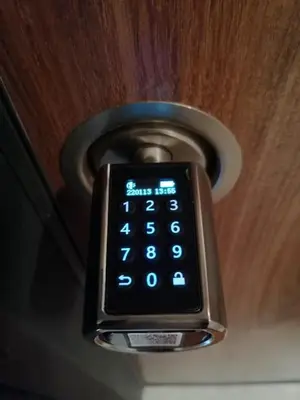 a close up of a remote control on a door at Dream Flat in Istanbul