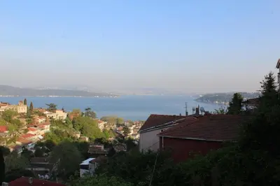 a view of a town with a large body of water at Bosphorus view apartment Sarıyer in Sarıyer