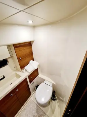 a small bathroom with a toilet in a boat at Den Den İstanbul in Istanbul