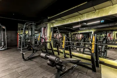 a gym with rows of weight machines in it at Bof Hotels Ceo Suites Atasehir in Istanbul