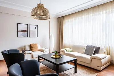 a living room with two couches and a coffee table at Gorgeous 3 Bedroom Flat - No8 in Istanbul