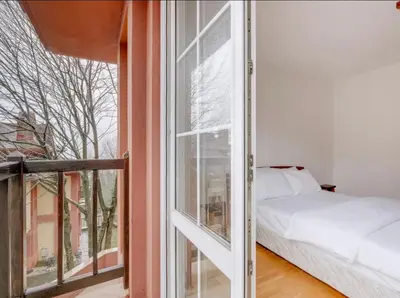 a bedroom with a bed and a large window at Villa Sapanca in Sapanca