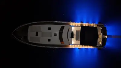 a model of a boat on a blue background at Pruva Yacht in Istanbul