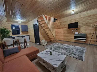 a living room with a couch and a table at Sapancasadembungalov in Sapanca