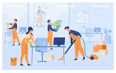 a group of people moving into an office with a vacuum cleaner at Cute Flat Vintage Design AC Galata in Istanbul