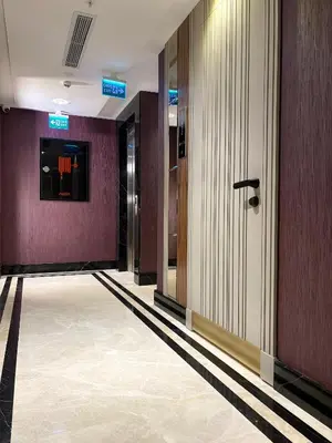 a hallway of a building with doors at Saygın Hotel Beşiktaş in Istanbul