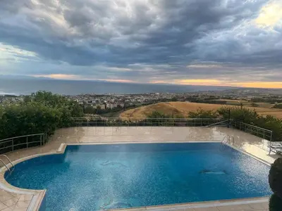 a large swimming pool on top of a house at Luxury Mansion Amazing View, Hidden Garden in Celâliye