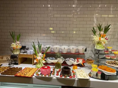 a buffet with many different types of food on a table at Hotel Favori Nisantasi in Istanbul