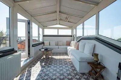 a living room with a couch and a table at House with Terrace in Sultanahmet in Istanbul