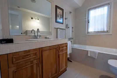 a bathroom with a sink and a tub and a toilet at House with Terrace in Sultanahmet in Istanbul