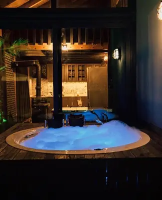 a stage with a large tub with snow in it at Deep Luxury Sapanca in Sapanca