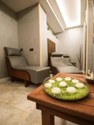 a room with a table with a plate of food on it at Antusa Palace Hotel & Spa in Istanbul
