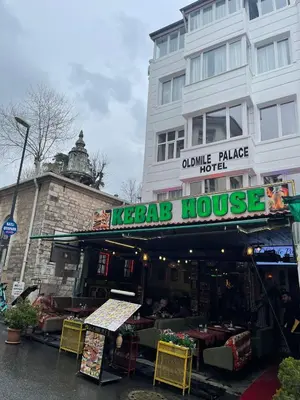 a krec acid house on a street in front of a building at Oldmile Palace Hotel in Istanbul