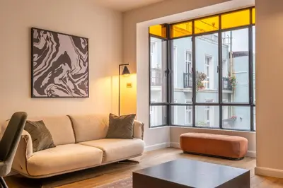 a living room with a couch and a table at Galata 21,1 in Istanbul