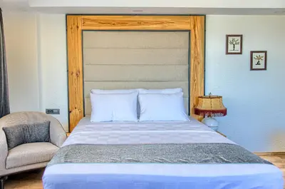 a bedroom with a large bed and a chair at Vita Otel in Istanbul