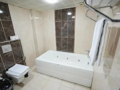 a bathroom with a bath tub and a toilet at No 139 Apartments in Istanbul