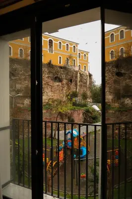 a view of a building from a window at Pastel İstanbul in Istanbul