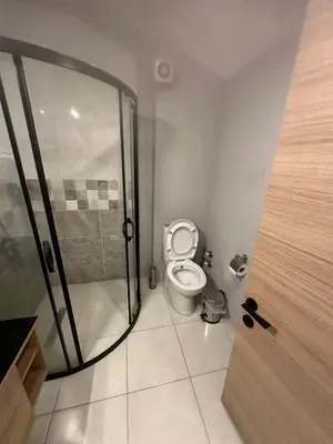 a bathroom with a shower stall and a toilet at Cihangir Galataport Hotel in Istanbul