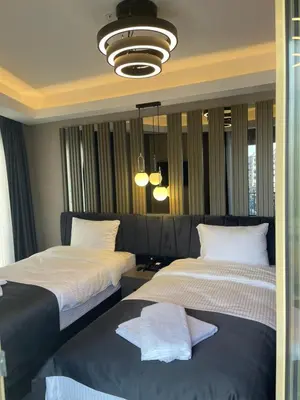 two beds sitting next to each other in a room at Mery Hotel İstanbul in Istanbul