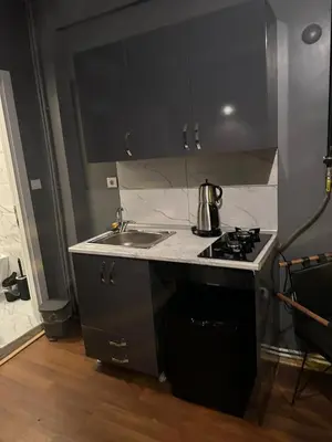 a small kitchen with a sink and a stove at Besiktas Guest House in Istanbul