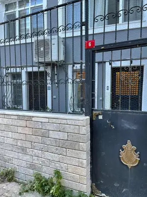 a building with a gate and a black door at Ozcans Pera Flats 10 in Istanbul