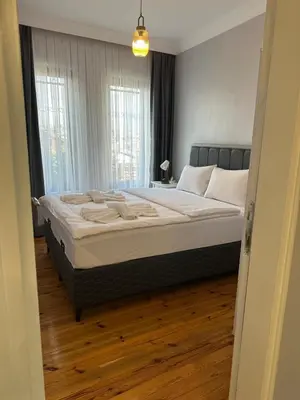 a bedroom with a large bed in a room at Ozcans Sururi Pera Flats 2 in Istanbul