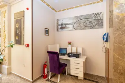 an office with a desk with a computer on it at Harmony Hotel Merter & SPA in Istanbul