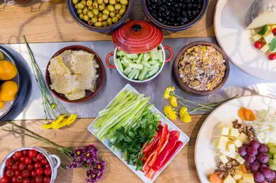 a table topped with bowls of different types of food at Lampa Design Hotel-Special Category in Istanbul