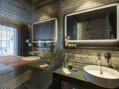 a bathroom with a sink and a mirror at Lampa Design Hotel-Special Category in Istanbul
