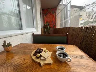 a wooden table with a star on top of it at Karakaş Homes in Istanbul