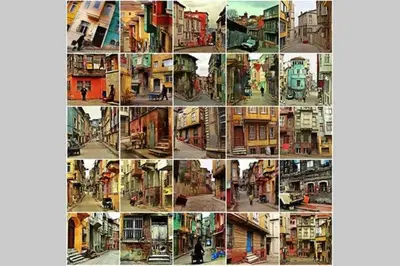 a collage of pictures of a city with buildings at Private house with 4 separate apartments-for families & friend groups in Istanbul