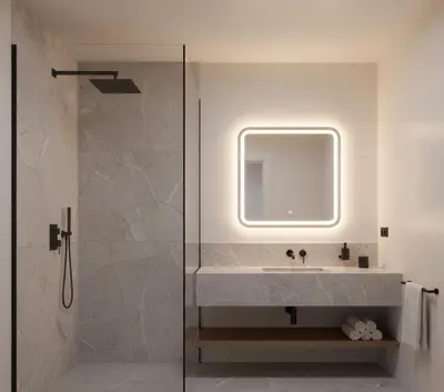 a bathroom with a sink and a mirror at Yeni Yıl Apart in Bandırma