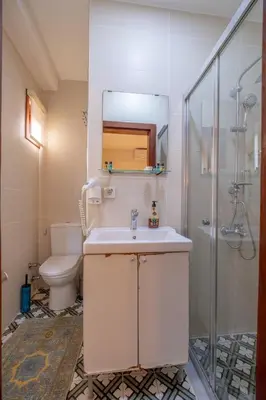 a bathroom with a toilet and a sink and a shower at New homes oldcity in Istanbul