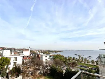 a view of the water from a building at Şeker Apartments in Tuzla