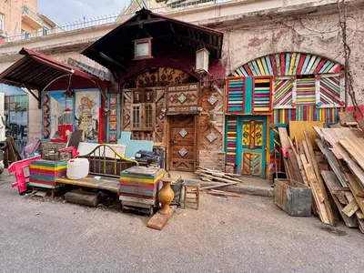 a building with many different colored doors on it at New apartment in the center of Istanbul near Istiklal in Istanbul