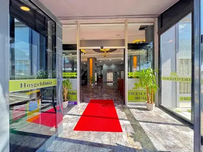 a red carpet in the entrance to a building at ergene park hotel