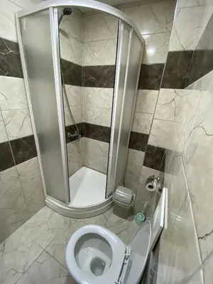 a bathroom with a shower and a toilet at Luxury Suit