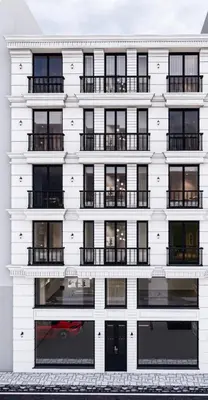 an architectural rendering of a white building with balconies at Mar Boutique Hotel in Istanbul
