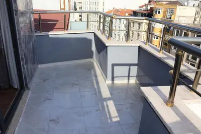 a balcony with a view of a building at DT Suites in Istanbul